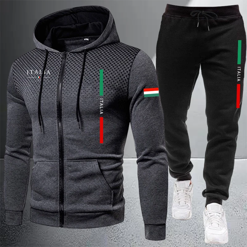 Winter Clothing Material - Мужской спортивный костюм: повседневная толстовка на