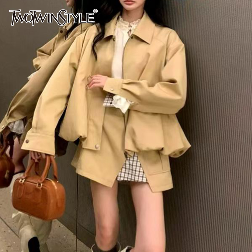 Winter Clothing Pk - TWOTWINSTYLE Khakl сращенный карманный комплект из