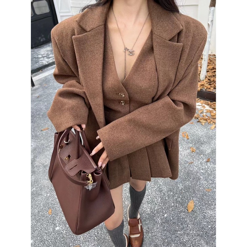 Winter Clothing Pk - Shpmishal: Элитный осенний модный костюм-тройка (жакет,