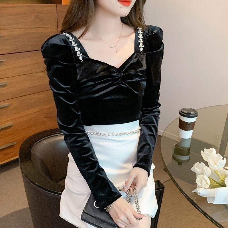 Winter Clothing Trends 2025 Women'S - Облегающая женская бархатная рубашка и блузка,
