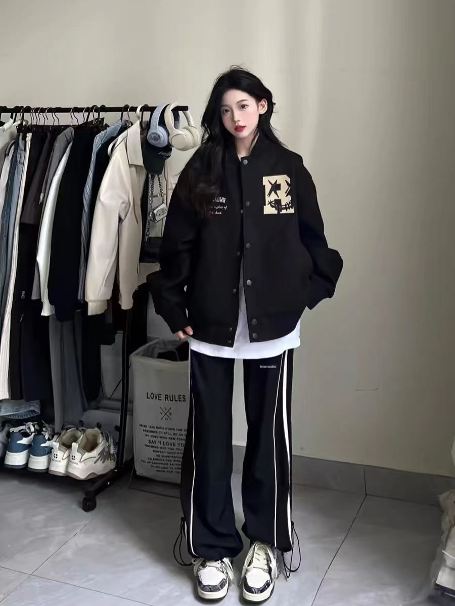 Winter Clothing Trends 2025 Women'S - Женская осенняя черная бейсбольная куртка в