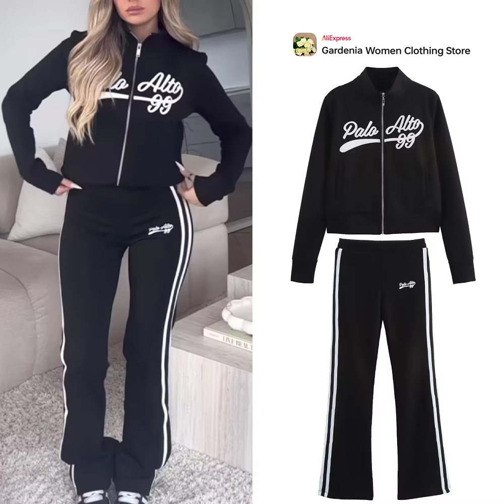 Winter Clothing Pk - Повседневный женский черный университетский спортивный комплект
